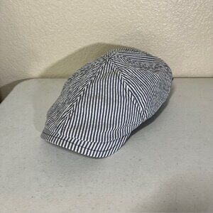 Wigens Mens Hat 7 1/2 The Newsboy Slim Cap Gray White Seersucker NEW